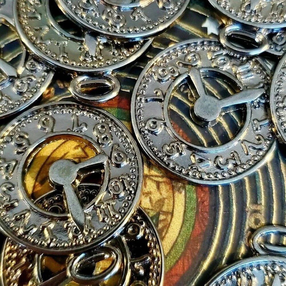 Gunmetal Grey Black Artsy Retro Cool 25x21mm Clock Face Charms 4 pcs